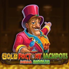 Gold Factory Jackpots Mega Moolah casino game by Aurum Signature Studios – featured logo at Roulettino Casino
