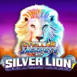 Stellar Jackpots with Silver Lion online game logo by Lightning Box Game on roulettinoo.eu.com